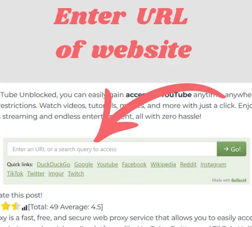 Enter the URL of the website